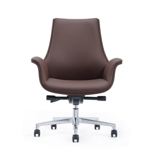 Коричневый эргономичный подъемный стул вращающийся кожаный кресло