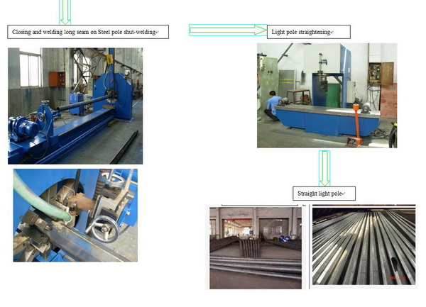 Шов сварочного оборудования фонарного столба улицы одиночный обрабатывая стальную трубку подгонял