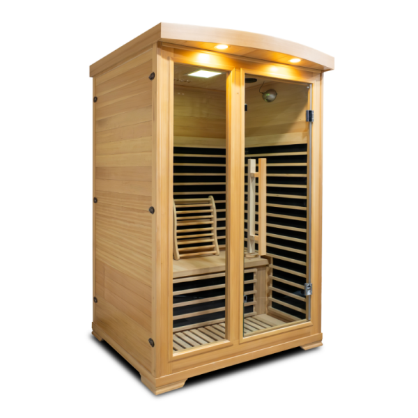 2 Person Hemlock Okuman Solid Wooden Indoor Low Emf Carbon Heater Sauna