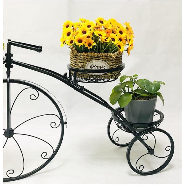 Anti Abrasion Outdoor Antique Bicycle Metal Flower Stand