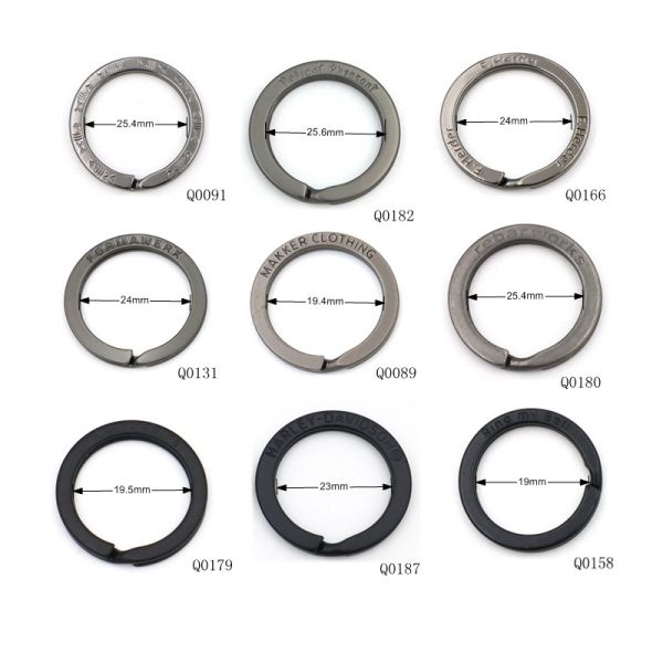 Matte Black 25mm Flat custom logo split key ring