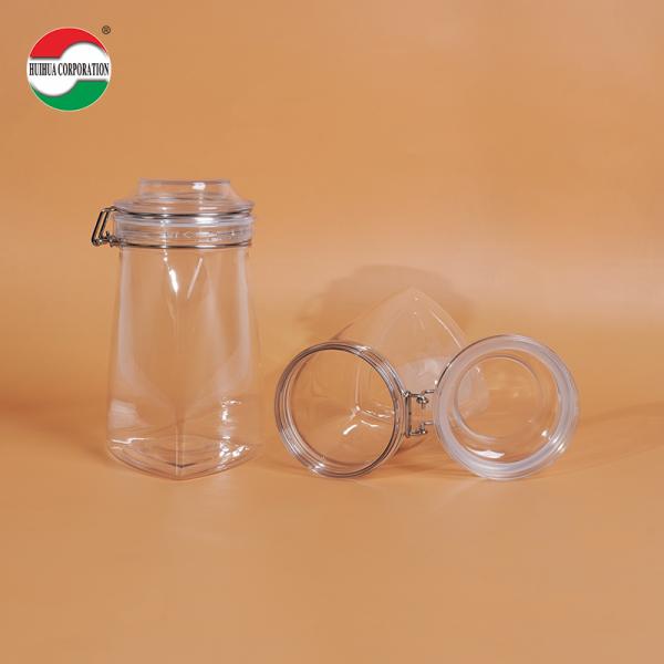 1080ML PET Botella de plástico PET transparente cilindro Jarrones sellados para alimentos Solución de almacenamiento de tapa de cubierta