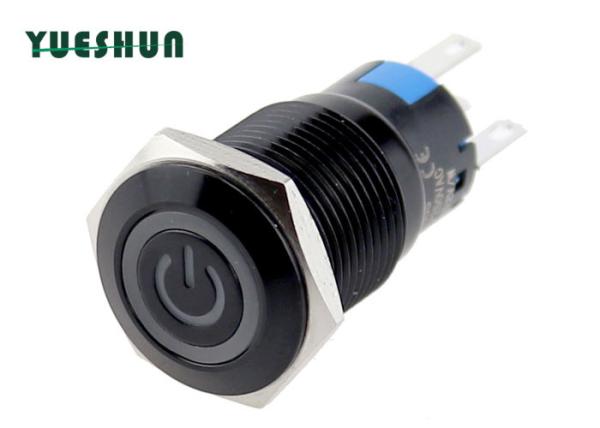 diodo emissor de luz de alumínio preto de Ring Symbol do poder dos olhos do ângulo de interruptor da tecla de 16mm