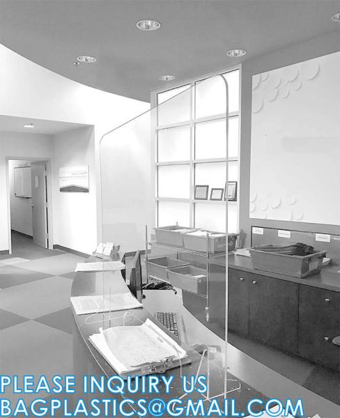 Portable Acrylic Sneeze Guard Shield Divider Perspex Screens Barrier Plastic Shield Counter, Social Distancing
