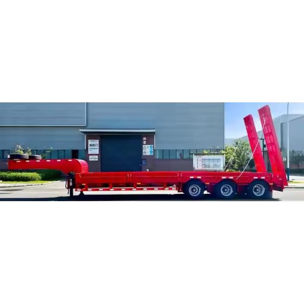 China 3 Ejes 14m Transporte Vehículos pesados Minería Maquinaria forestal Semi remolque de lecho bajo