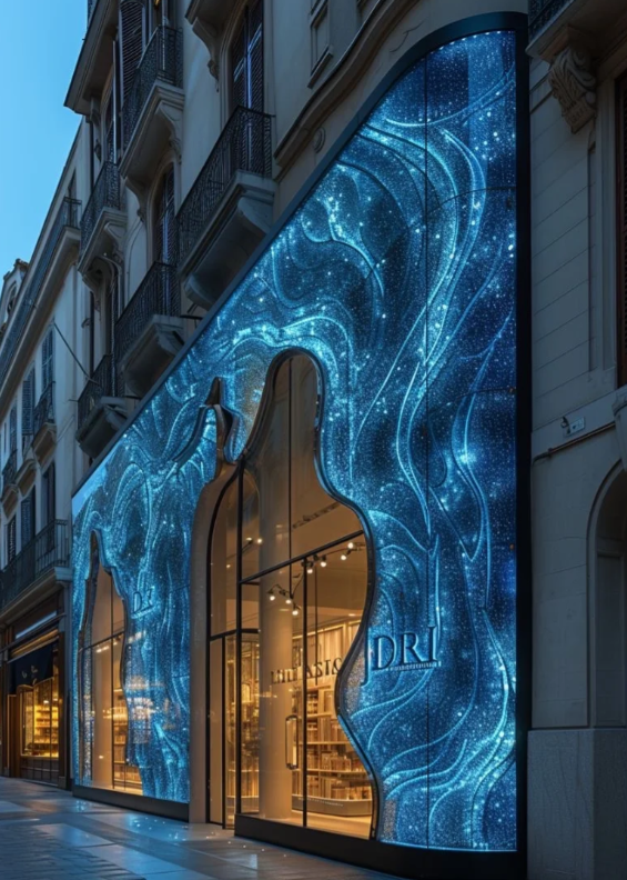 Wide Color Gamut Transparent Glass LED Display Lightweight