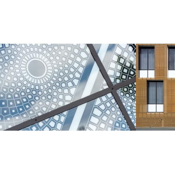 Silk Printed Fritted Aluminum Glass Wall Fireproof 6063 T5 Grade Wind Resistance