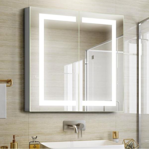 Espelho do armário de banheiro moderno e luxuoso com luz LED para customizado