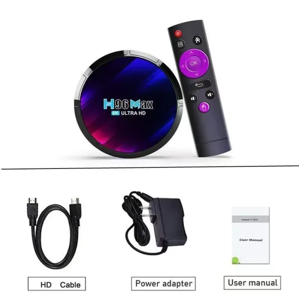 H96 MAX WiFi6 8K Ultra HD Android TV Box 2GB RAM + 16GB Storage Set Top Box
