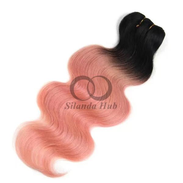 #T1B/Pink Body Wave Remy Human Hair Bundles Sew In Weave Bundles Brazilian Bundle Deals