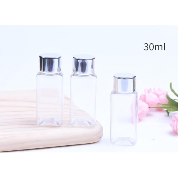 Ясные пластиковые косметические контейнеры, квадратные пластиковые бутылки с алюминиевыми крышками