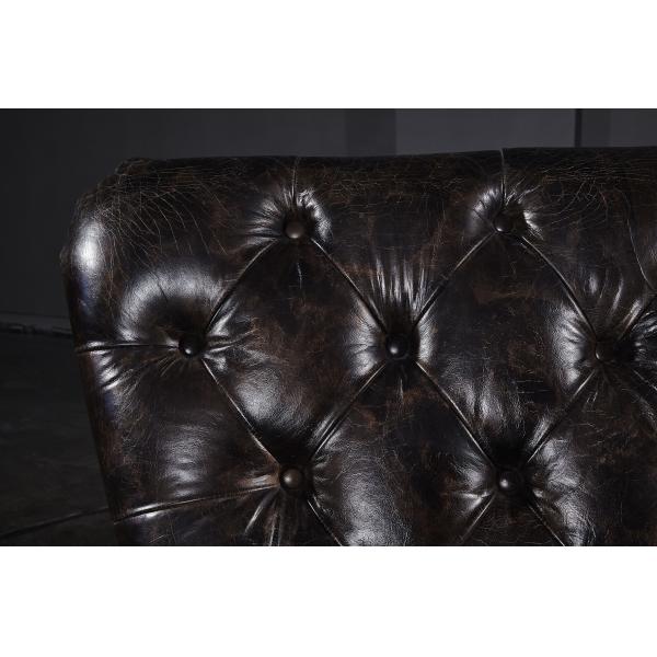 High Back Three Seater Leather Sofa Vintage Double Color For 5 Star Hotel
