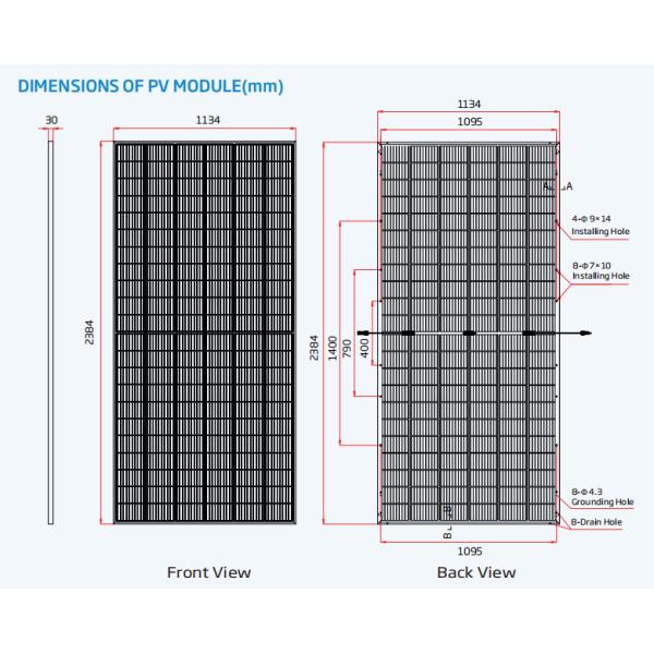 132 Cells Monocrystalline Silicon Bifacial Dual Glass Photovoltaic Panel 560W-580W