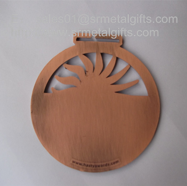 Metal sports medal with ribbon lace, personalized metal ribbon medals and medallions