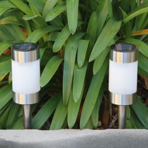 High Bright 1 LED 6000K Solar Garden Post Lights Set of 2