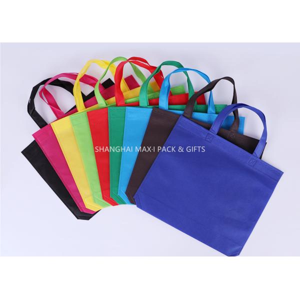 Grocery Promotional Non Woven Gift Bags Fabric Foldable Blue or Red Customize Printed