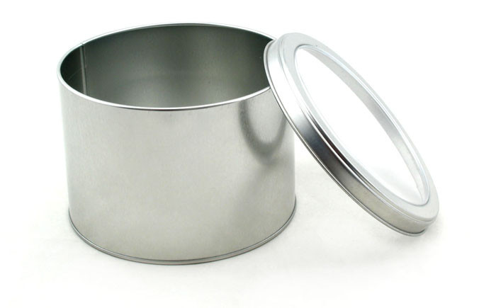 Silver Round Loose Custom Tea Tins Box , Food Grade Metal Tea Canisters Plastic Lid