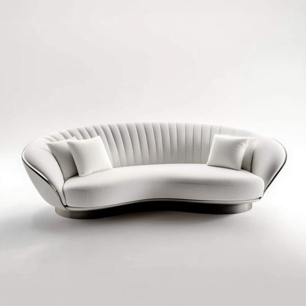 Modern Design Walnut Wood Base 2 Reclining Luxury Curved Modular Sofa For Hotel Bedroom Furniture And Interior Design