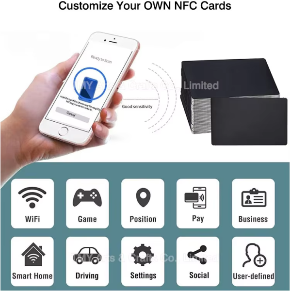 Custom Printed Blank Printable PVC Plastic NFC Business Card With NFC 213/215/216 Chip Sticker