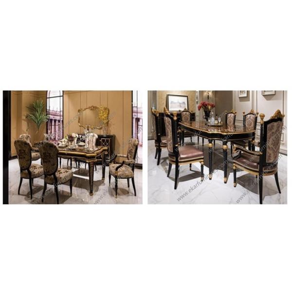 Europen antique style big rectange baroque wood dining table set FT-129