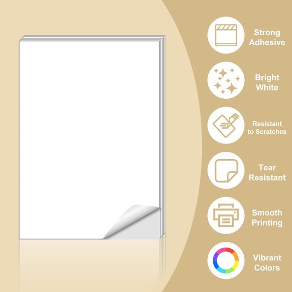 Waterproof Customizable A4 Label Stickers with Strong Adhesive for Laser and Inkjet Printers