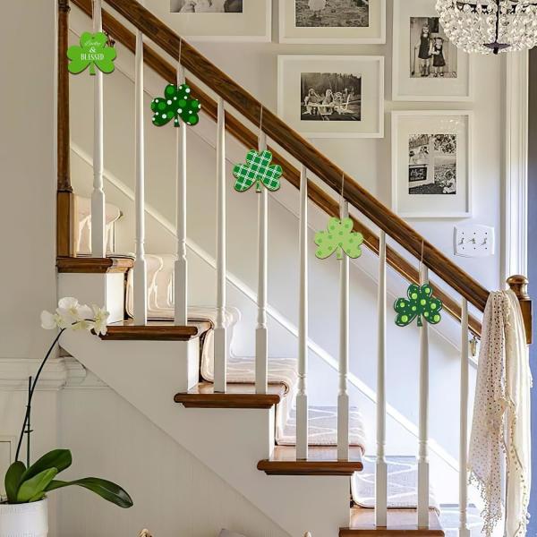 Wooden Shamrock Ornaments Patrick's Day Decoration Unfinished Wood Discs for Home Farmhouse Crafts Hanging Spring Decorations
