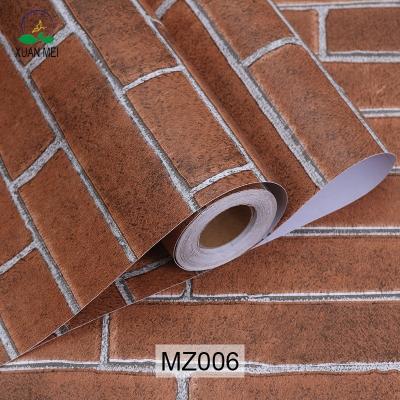 Rouleaux de papier peint en PVC auto-adhésif en brique 3D pour murs en pierre