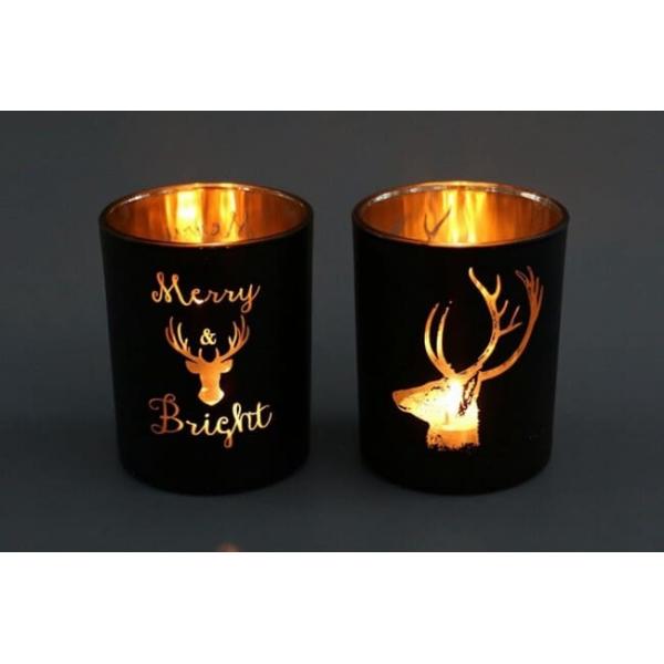 Christmas Mercury Pillar Color Glass Candle Holder 15oz 3.5 * 4 Inch