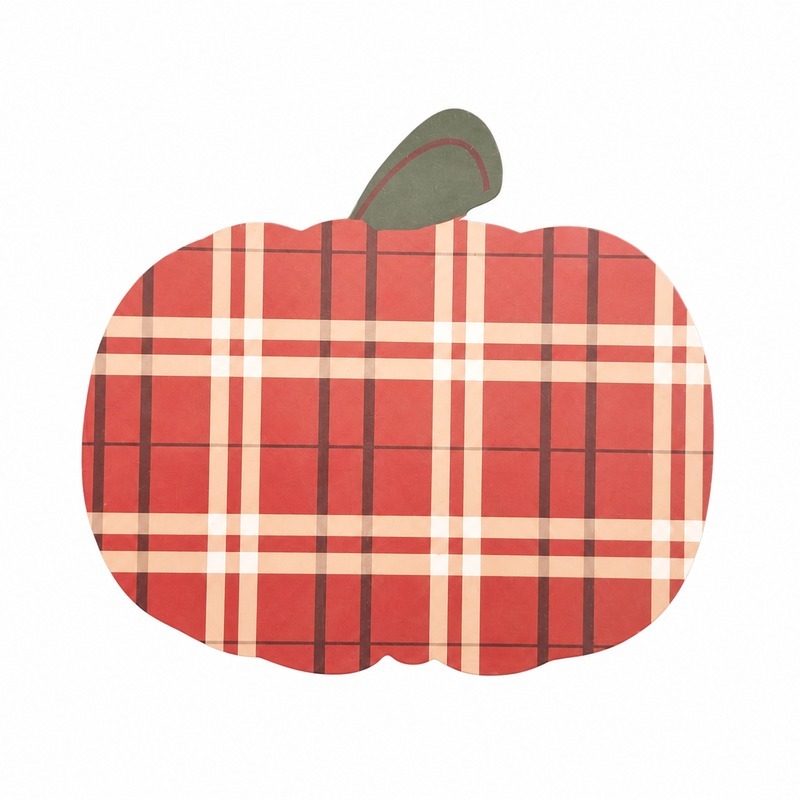 Red Plaid Wooden Pumpkin Fall Table Decoration