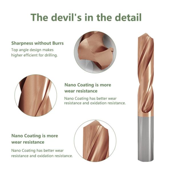 Right Hand Carbide Drill Bits 2-3/4 Length For Metal Drilling