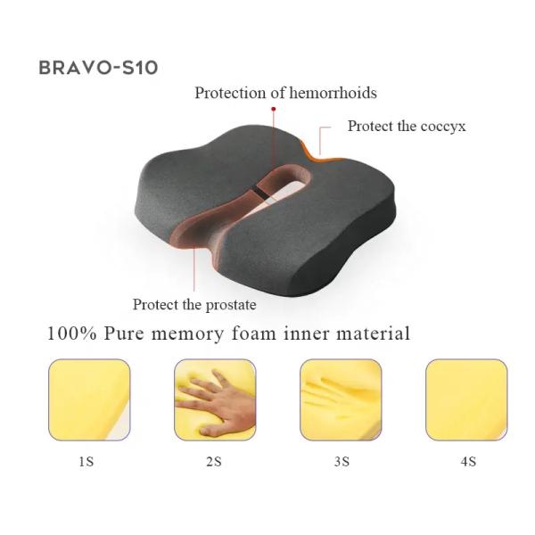 Knitted Inner Cover Memory Foam Orthopedic Seat Cushion for Individualized Support