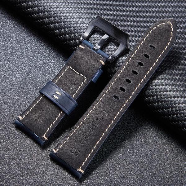 Genuine Leather Watchband Bracelet 20 22 24 26mm Women Men Oil Wax Cowhide Blue Green Red Brown Wach Band Strap Steel Bu