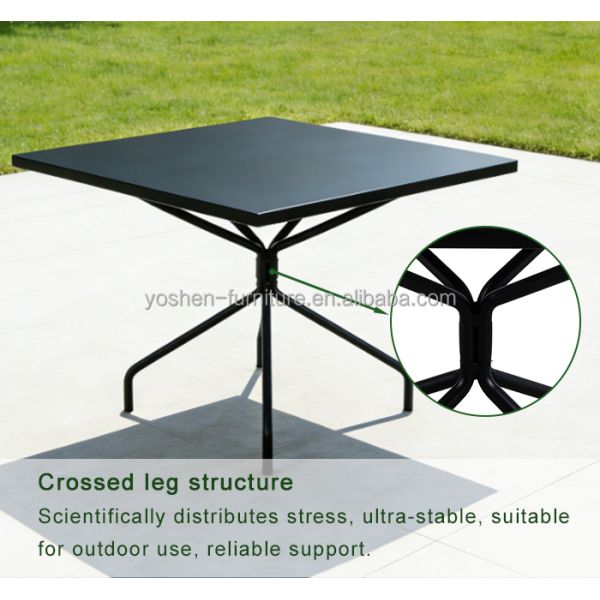 31inch Solid Rectangular  All-Weather Aluminum Outdoor Table with Geometric Leg Design for Hotel Resort