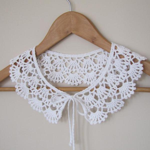 Y-F Custom Crochet Necklace 100% Cotton Lace Neckpiece in Vintage Retro Style Eco-Friendly Collar Gift