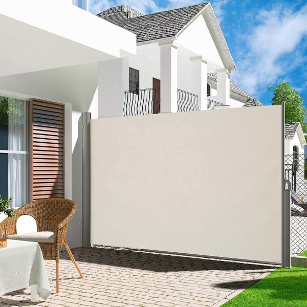 Aluminum Pole Side Awning Retractable Folding Screen for Patio/Terrace/Backyard Privacy