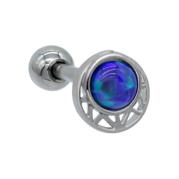 Earring Cartilage Daith Piercing Jewelry Hollow Moon Shaped Inlaid With Opal Gem
