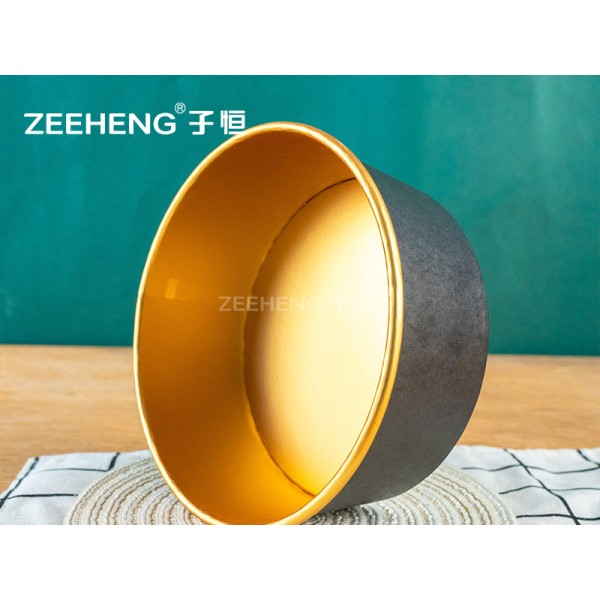 Leakproof Black Gold Paper Bowl With Lids 500ml 750ml 1000ml 1300ml