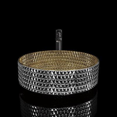 Cor original do ouro de Crystal Glass Vessel Sinks British da bacia redonda artística da bancada