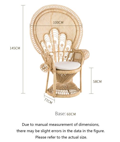 Wooden Rattan Arm Chair Outdoor Wicker Peacock Furniture