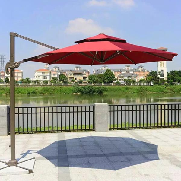 Outdoor Cafe Villa Pool Side Umbrella with Lighted Handle and 38mm Aluminium Pole