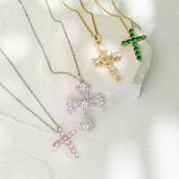 L'or du Zircon 24k a plaqué le collier pendant croisé 925 Sterling Silver Crystal Choker