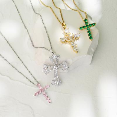 O ouro do zircão 24k chapeou a colar transversal 925 Sterling Silver Crystal Choker do pendente