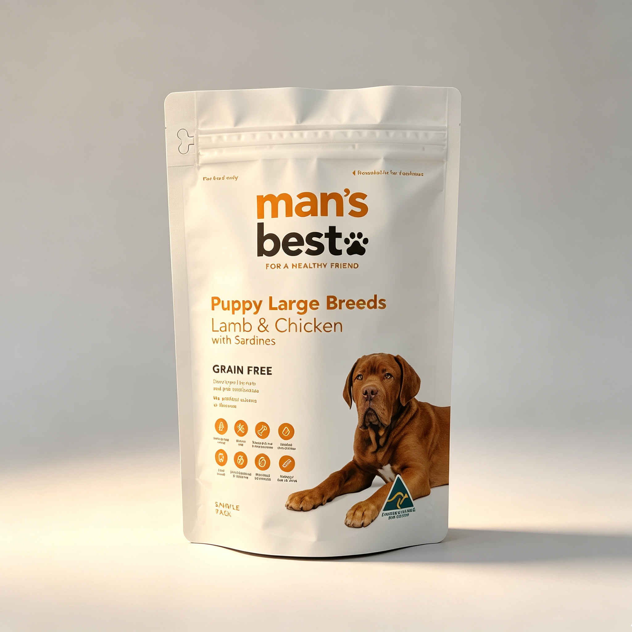 Aluminum Foil Stand Up Pouches With Pull Tab Zipper | Custom Printed Doypack Dog Food Packaging Bags For Puppy Large Breed Grain Free Kibble OEM