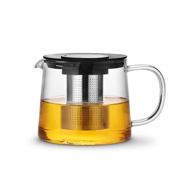 Custom Capacity Glass Teapot With Infuser 1500ml 50OZ Borosilicate Tea Kettle Stove Safe