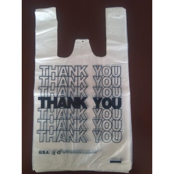 ECO-Friendly Plastic T Shirt Shopping Bags , White Colour With Printing , HDPE material