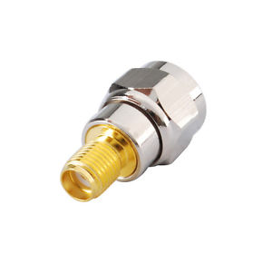 Brass RF Antenna Connector Straight F Male To SMA Female Adapter