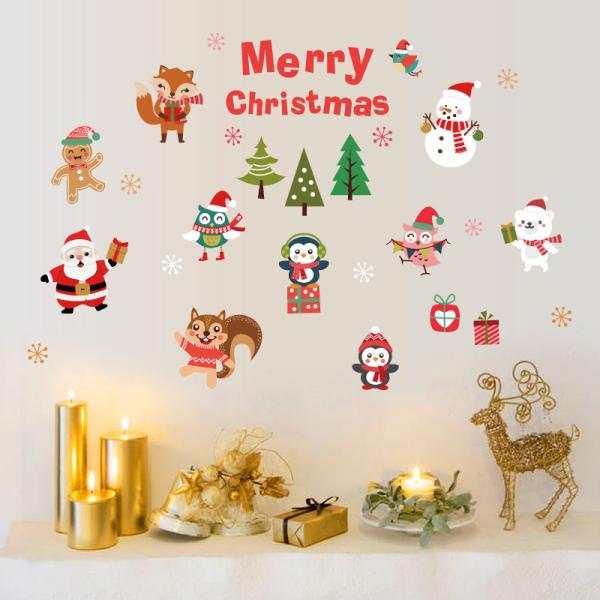 PVC durável 3D Santa Claus Snowman Penguin Pattern das etiquetas da parede do Natal