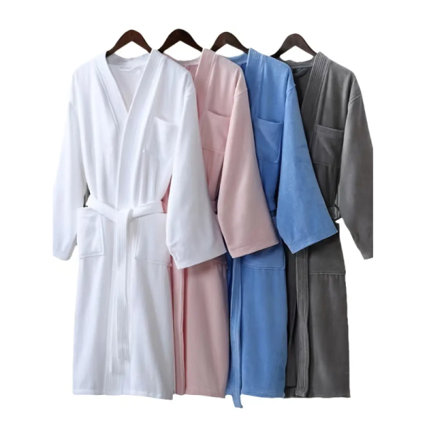 Classic Men’s Lounge Bathrobe – Soft V-Neck Belted Robe with Long Sleeves for Everyday Comfort