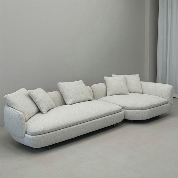 Italian Minimalist Luxury Villa Living Room Sofa Set Hotel Lobby with Teddy Velvet Fabric Sectional Modular Couch