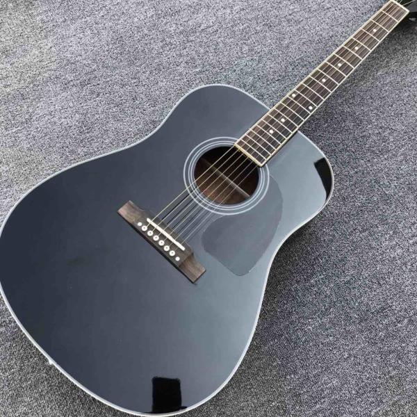 41 All Black color acoustic guitar,Rosewood fingerboard,handmade Solid spruce wood guitar